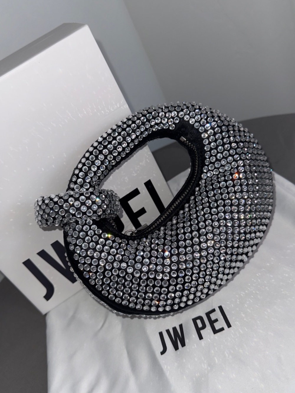 JW PEI Abacus Crystal Mini Top Handle Bag - Black/Silver